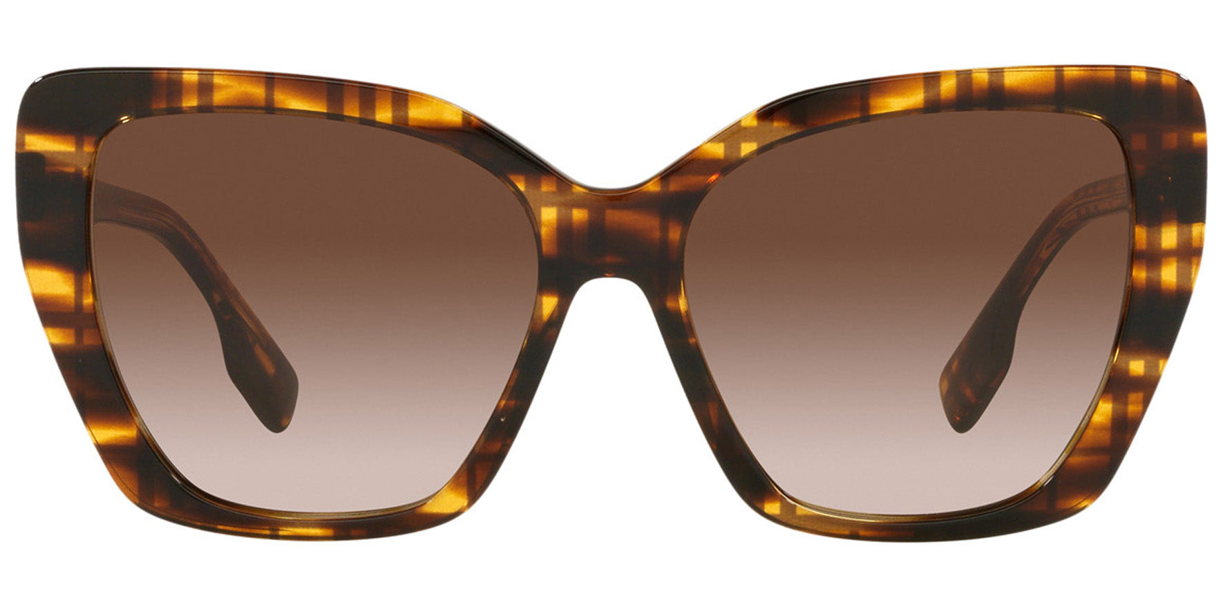 Burberry Tamsin Women Top Check/Striped Brown Butterfly Sunglasses BE4366-398113 Brown Gradient Lens 55mm