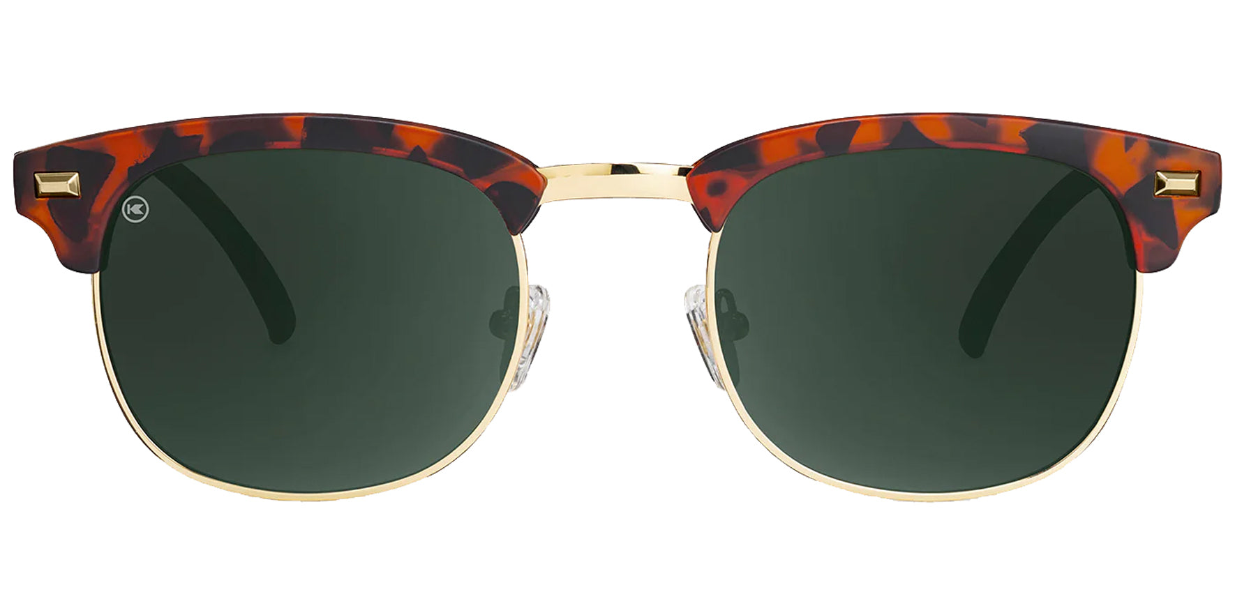 Knockaround Brooklines Matte Tortoise Round w/ Browline Sunglasses BLAV3408 Aviator Green Polarized Lens 50mm