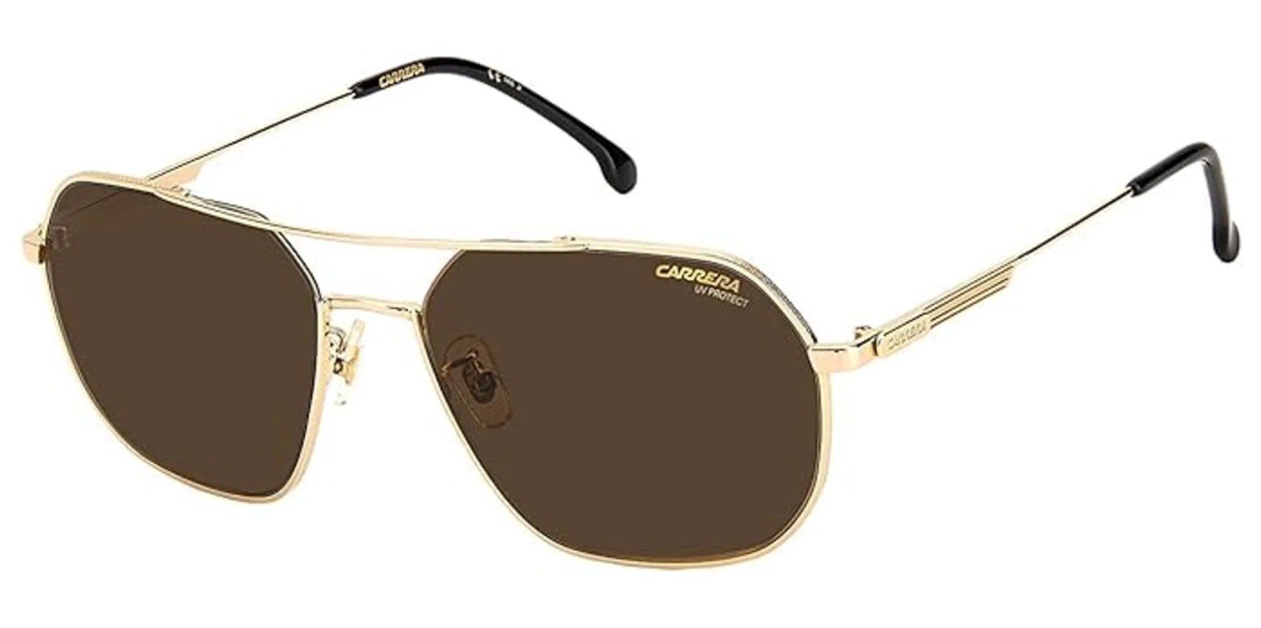 Carrera Gold-Tone Geometric Pilot Sunglasses CA1035GS-0J5G-70 Brown Lens 58mm