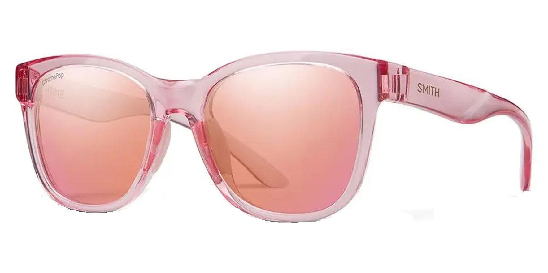 Smith Optics Caper Women Pink Crystal Soft Square Sunglasses w/ ChromaPop Lens 035J-XA Pink Flash Lens 59mm