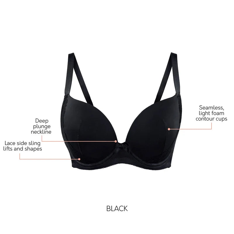 Parfait Casey Plunge Molded T-Shirt Bra, Black - CASEY-2801-BLACK