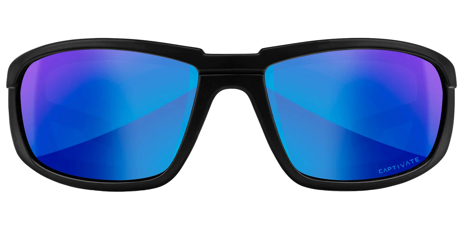 Wiley X Boss Matte Black Wraparound Sunglasses CCBOS09 CAPTIVATE™ Polarized Blue Mirror Lens 68mm