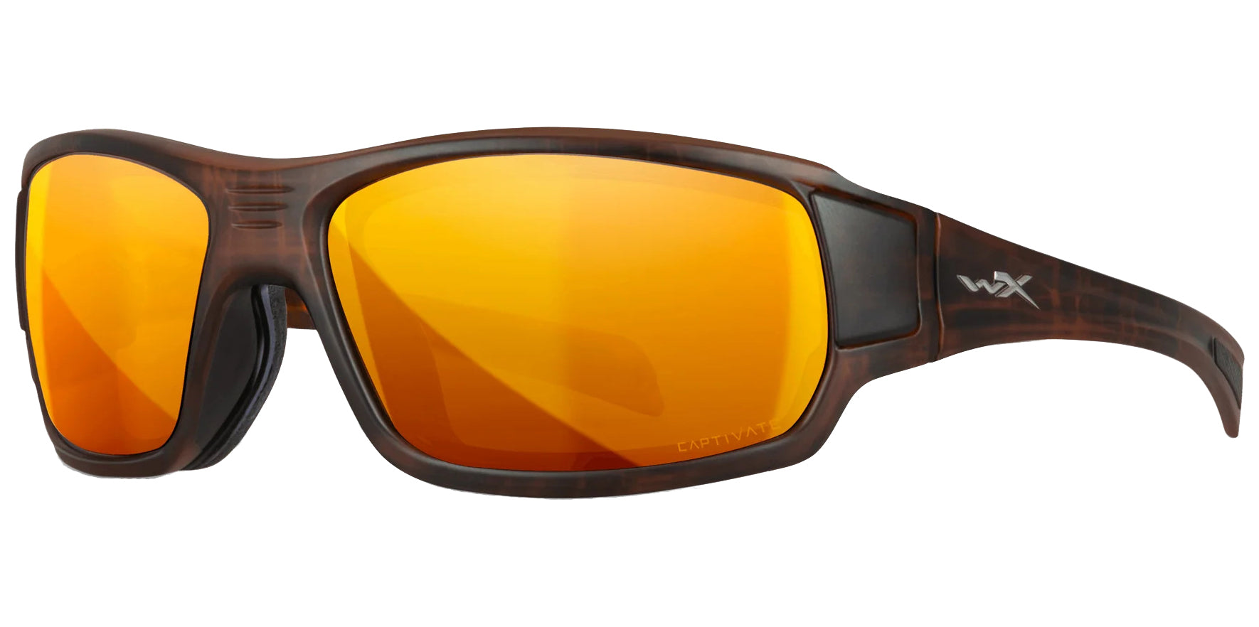 Wiley X Breach Matte Hickory Brown Wraparound Sunglasses CCBRH04 CAPTIVATE™ Polarized Bronze Mirror Lens 63mm