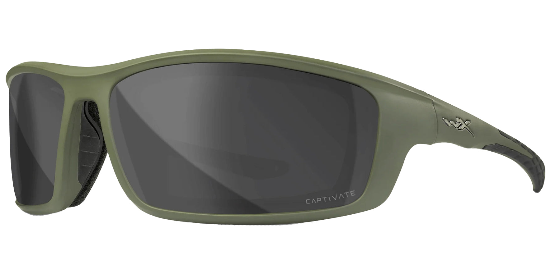 Wiley X Grid Matte Utility Green Wraparound Sunglasses CCGRD08 CAPTIVATE™ Polarized Grey Lens 70mm