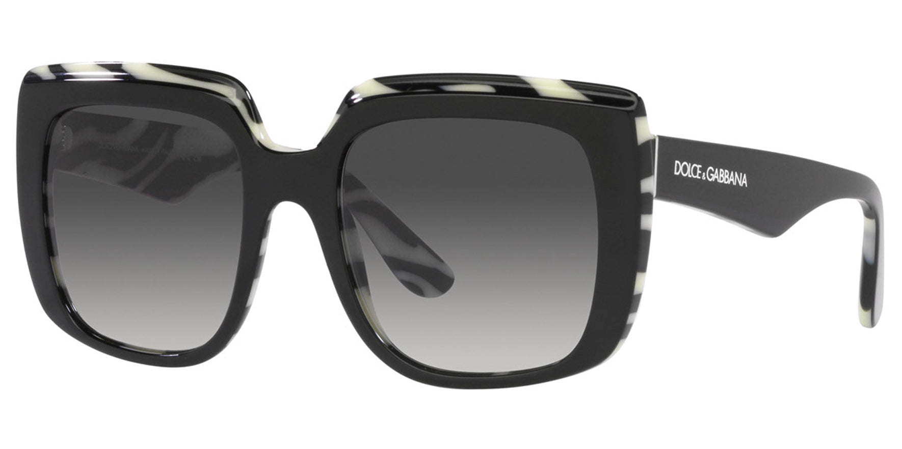 Dolce & Gabbana Women Top Black on Zebra Squared Butterfly Sunglasses DG4414-33728G Grey Gradient Lens 54mm