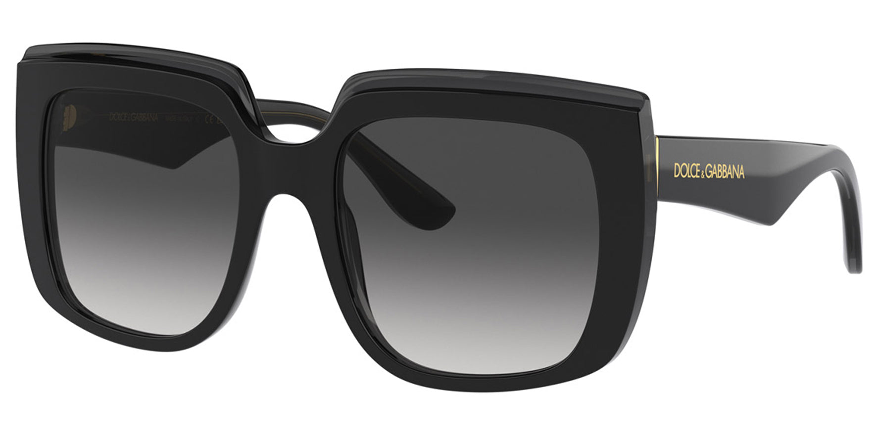 Dolce & Gabbana Women Black on Transparent Black Square Sunglasses DG4414-5018G Grey Gradient Lens 54mm