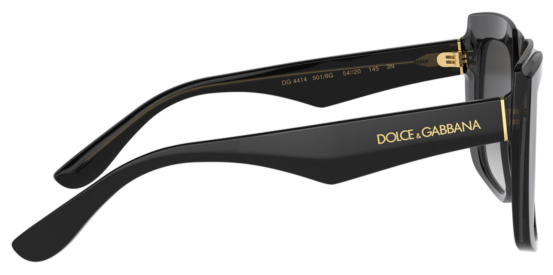 Dolce & Gabbana Women Black on Transparent Black Square Sunglasses DG4414-5018G Grey Gradient Lens 54mm