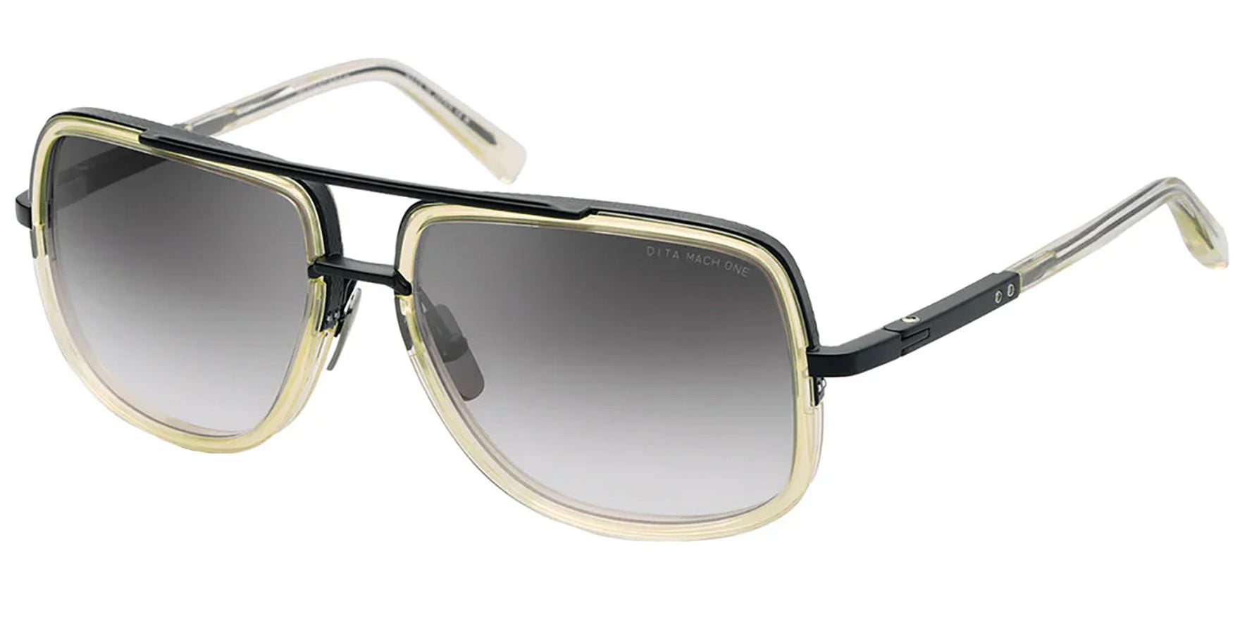 Dita Mach-One Matte Black/Vintage Clear Aviator Sunglasses DRX-2030-W-CLR-BLK Grey to Clear Gradient Lens 59mm