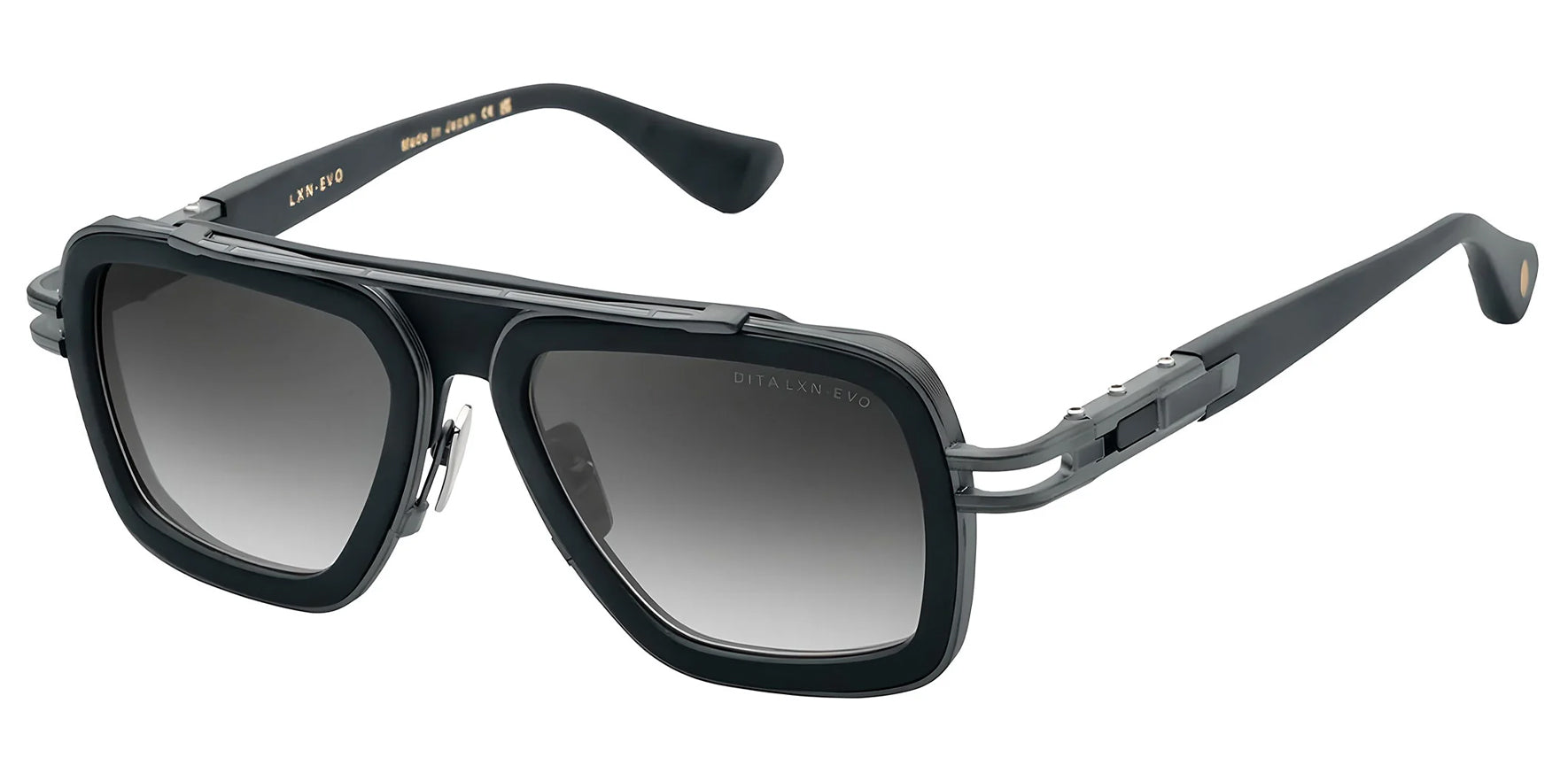 Dita LXN-EVO Matte Black/Black Iron Classic Navigator Sunglasses DTS403-A-05 Dark Grey to Clear Gradient Lens 54mm