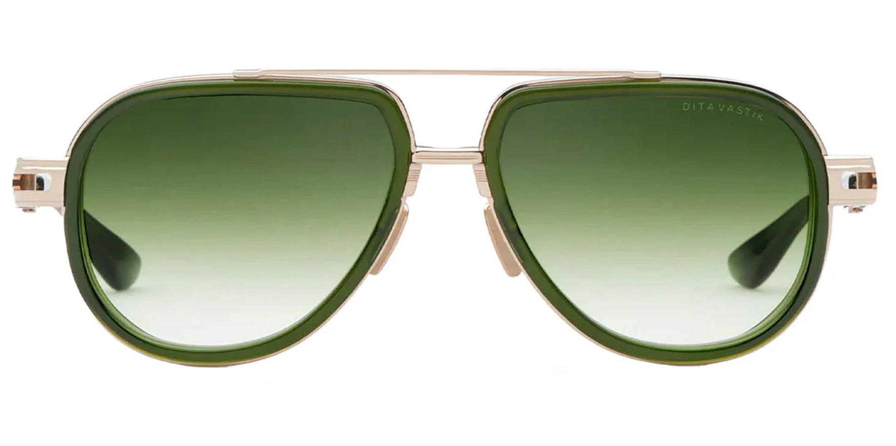 Dita Vastik White Gold - Crystal Black Moss Aviator Sunglasses DTS441-A-03 Dark Green to Clear Gradient Lens 59mm