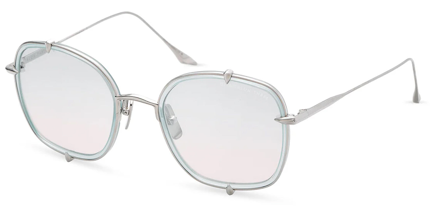 Dita Talon-Three Women Green Beach Glass - Silver Rounded Square Sunglasses DTS442-A-01 Sage Pink Wash Flash Lens 52mm