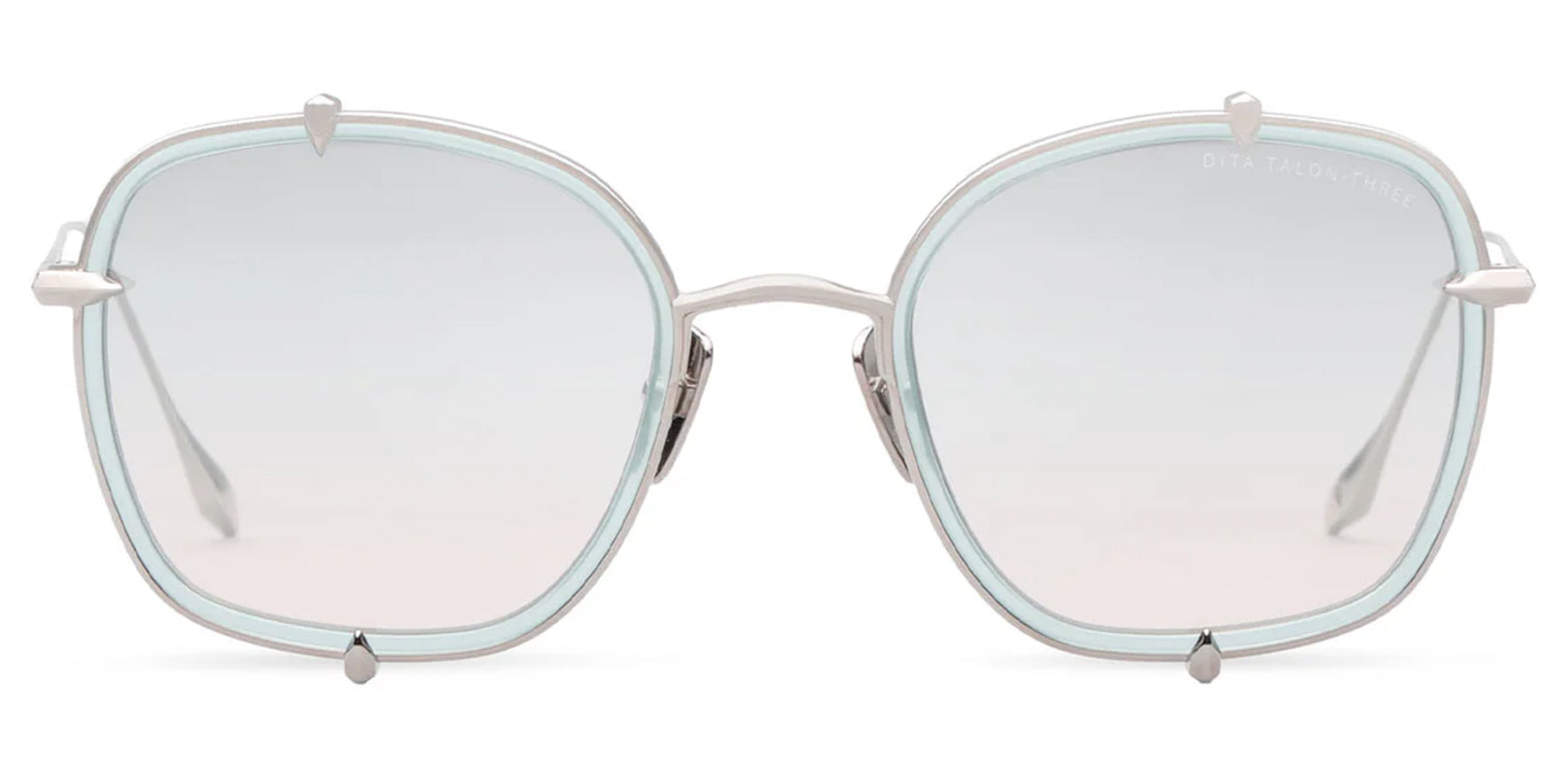 Dita Talon-Three Women Green Beach Glass - Silver Rounded Square Sunglasses DTS442-A-01 Sage Pink Wash Flash Lens 52mm