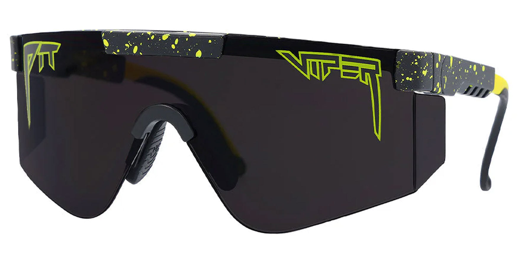 Pit Viper The Cosmos 2000 Black and Yellow Splatter Shield Sunglasses E-2K-TCOSMOS-Z87 Z87+ Smoke Lens