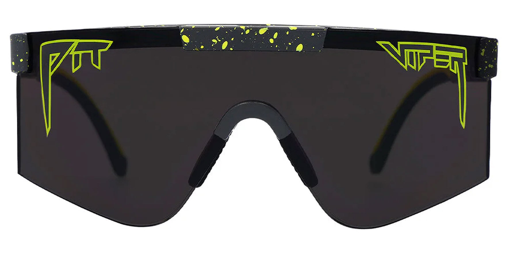 Pit Viper The Cosmos 2000 Black and Yellow Splatter Shield Sunglasses E-2K-TCOSMOS-Z87 Z87+ Smoke Lens