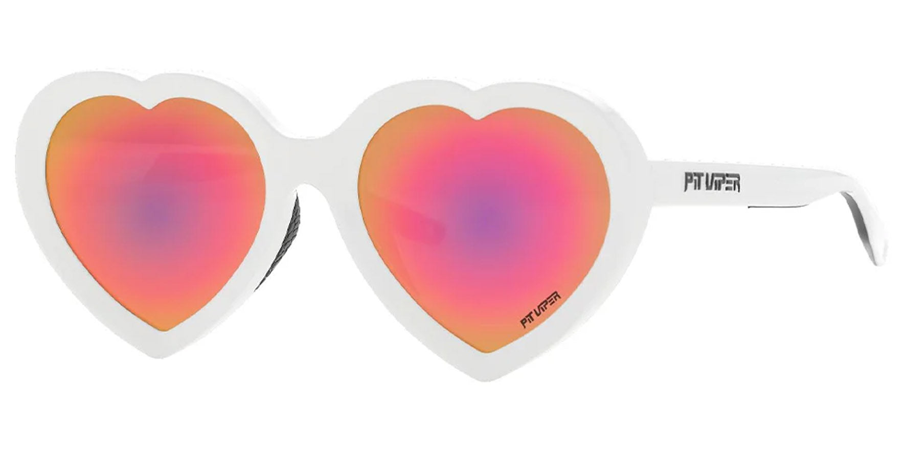 Pit Viper The Miami Nights Admirer White Heart-Shaped Sunglasses E-AD-MIANGHT-POL-PK Pink Polarized Lens