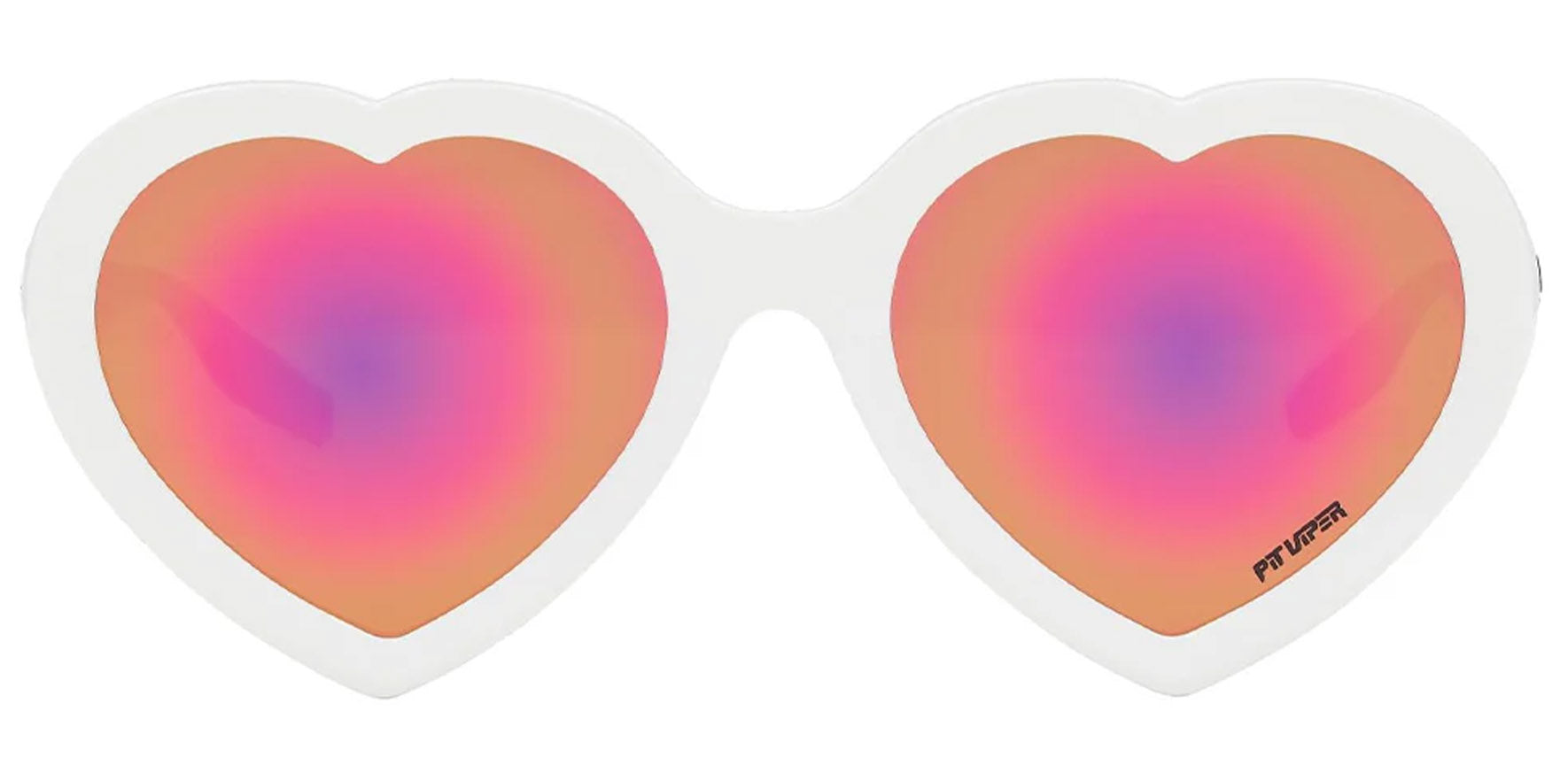 Pit Viper The Miami Nights Admirer White Heart-Shaped Sunglasses E-AD-MIANGHT-POL-PK Pink Polarized Lens