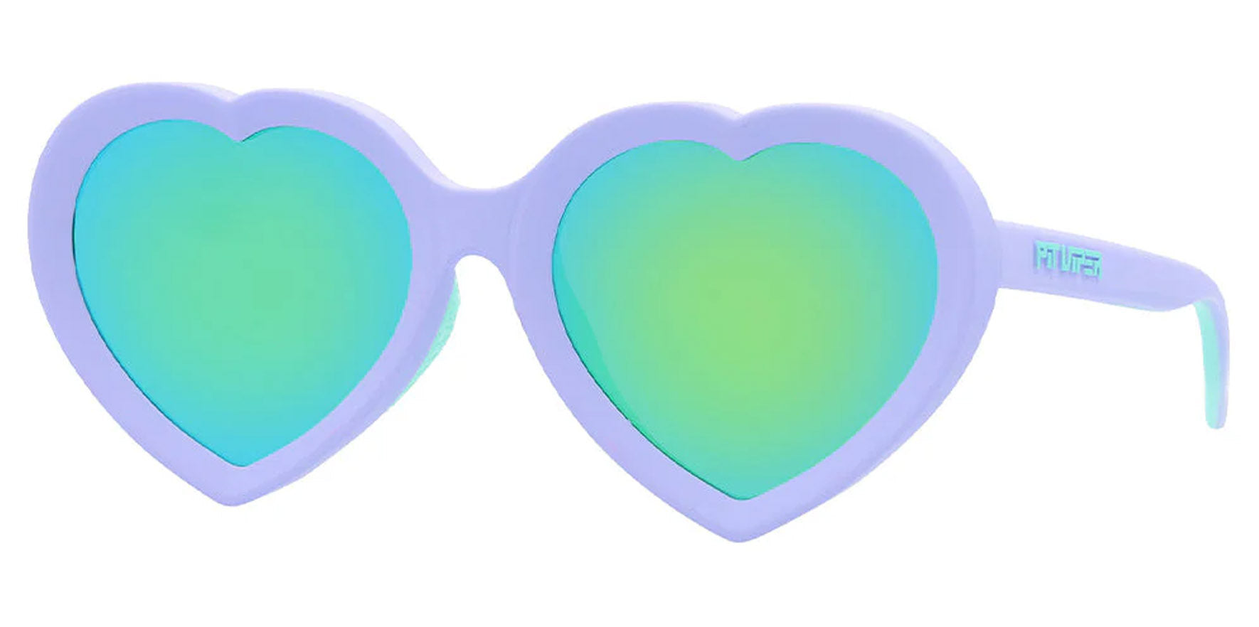 Pit Viper The Moontower Admirer Lilac Heart-Shaped Sunglasses E-AD-MOONTWR-PCA Blue-Green Lens