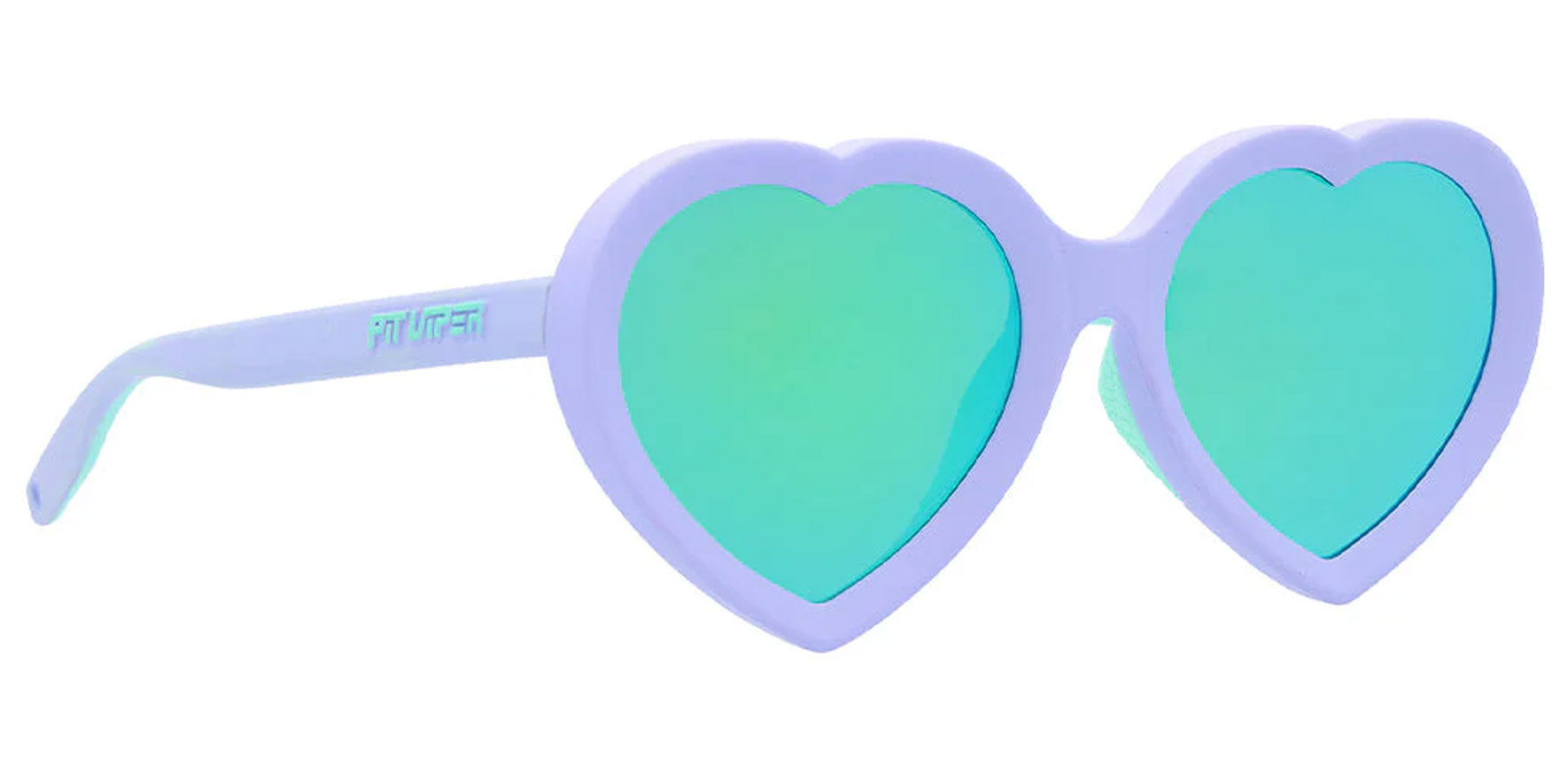 Pit Viper The Moontower Admirer Lilac Heart-Shaped Sunglasses E-AD-MOONTWR-PCA Blue-Green Lens