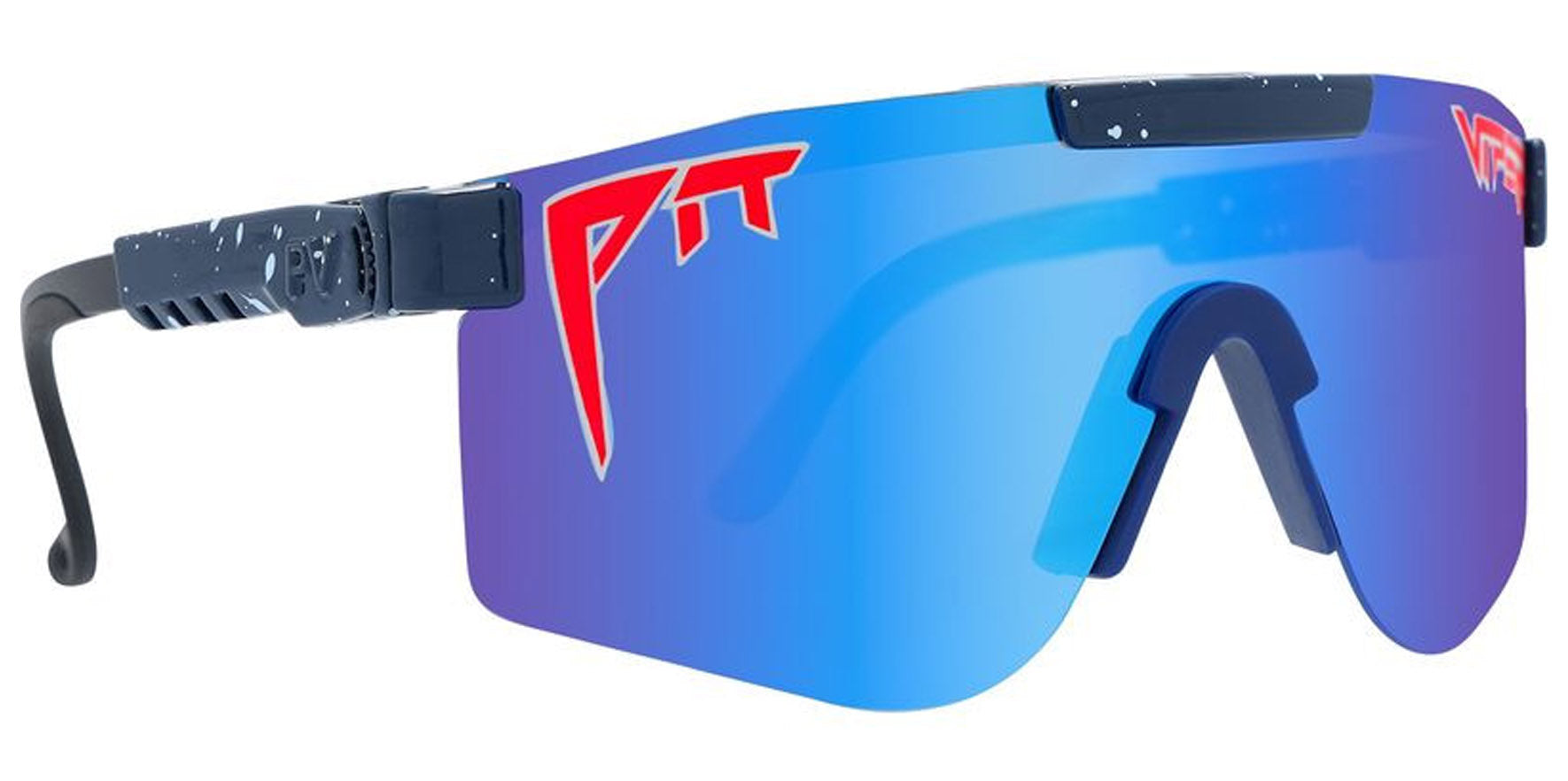 Pit Viper The Basketball Team Double Wides Original Navy-Red Wrap Sunglasses E-DW-BASKTBL-POL Blue Polarized Lens