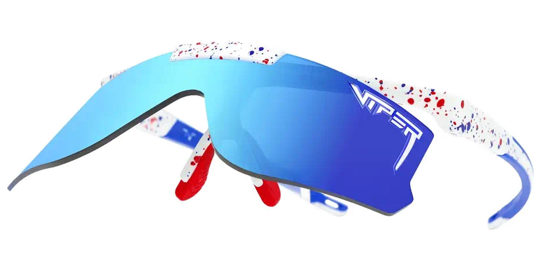 Pit Viper The Absolute Freedom/Merika Flip-offs White Red Splatter Wrap Sunglasses E-FO-ABSFREE-POL-BL Blue Polarized Lens