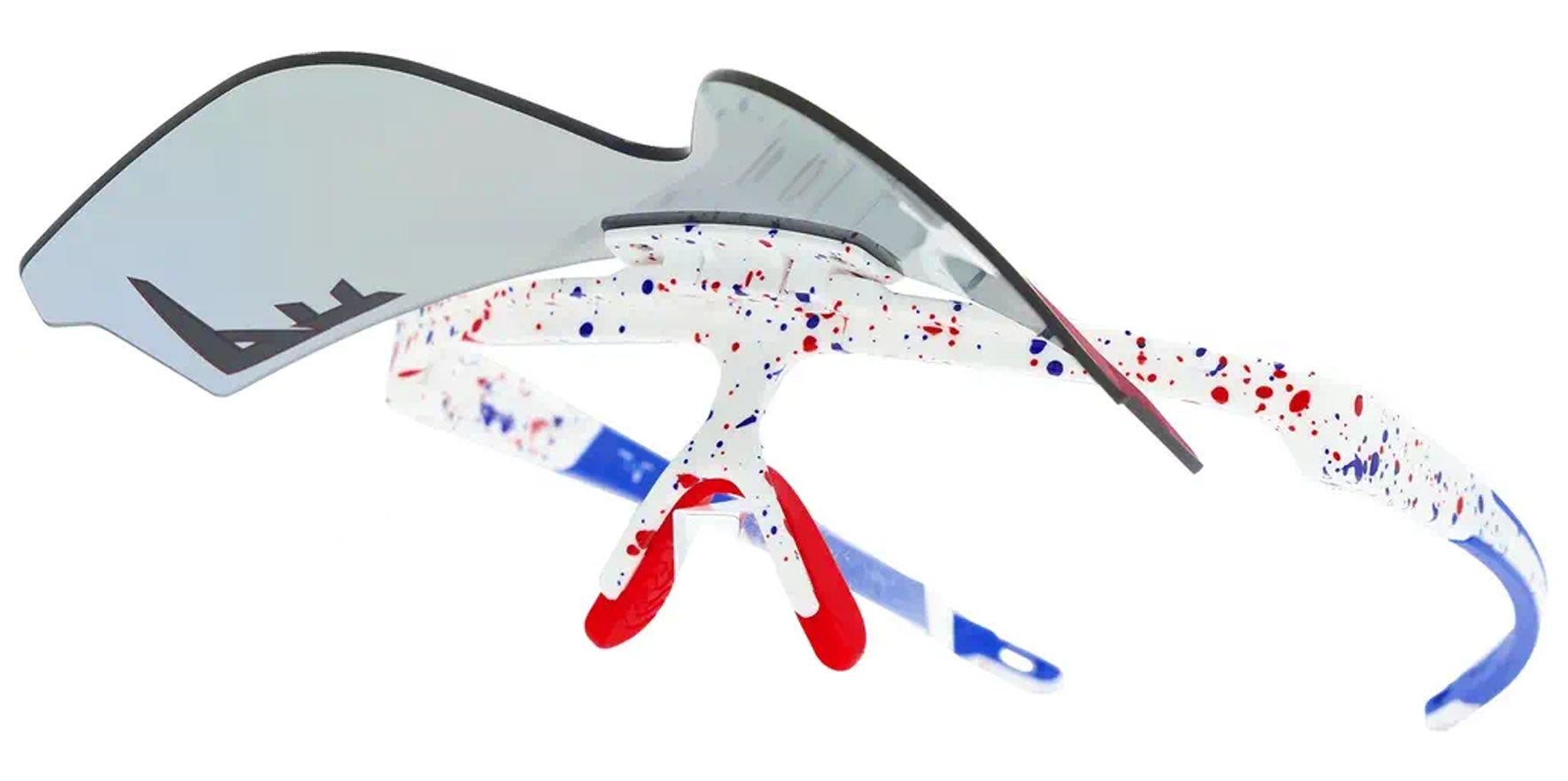 Pit Viper The Absolute Freedom/Merika Flip-offs White Red Splatter Wrap Sunglasses E-FO-ABSFREE-POL-BL Blue Polarized Lens