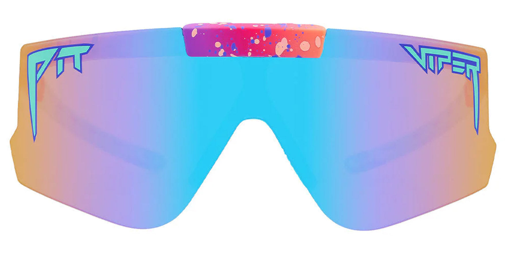 Pit Viper The Copacabana Flip-offs Red Teal Splatter Wrap Sunglasses E-FO-COPACAB-PCA Blue-Purple Lens