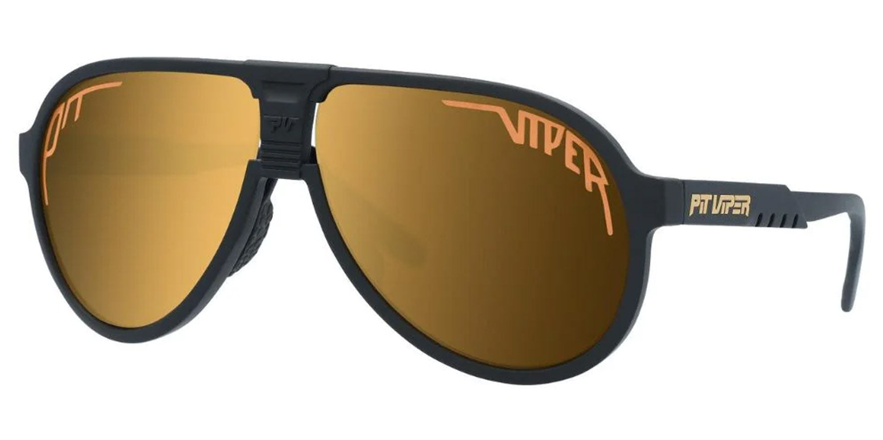 Pit Viper The Eponymous Jethawk Matte Black Aviator Sunglasses E-JH-EPONYMS-POL Gold Mirror Polarized Lens