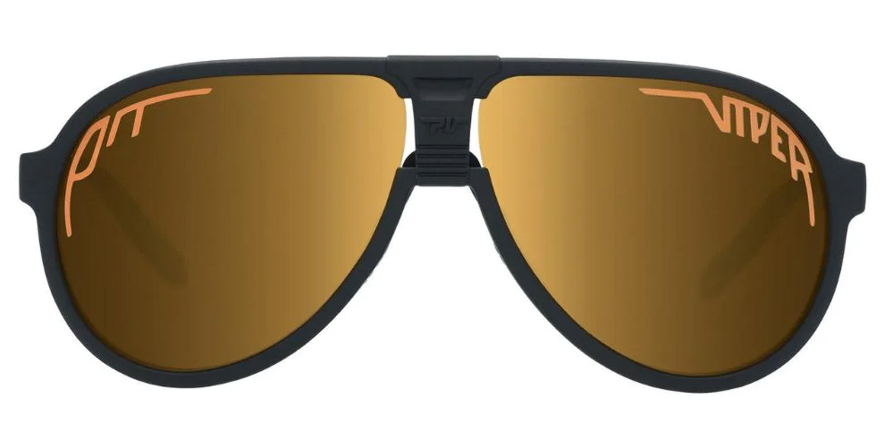 Pit Viper The Eponymous Jethawk Matte Black Aviator Sunglasses E-JH-EPONYMS-POL Gold Mirror Polarized Lens