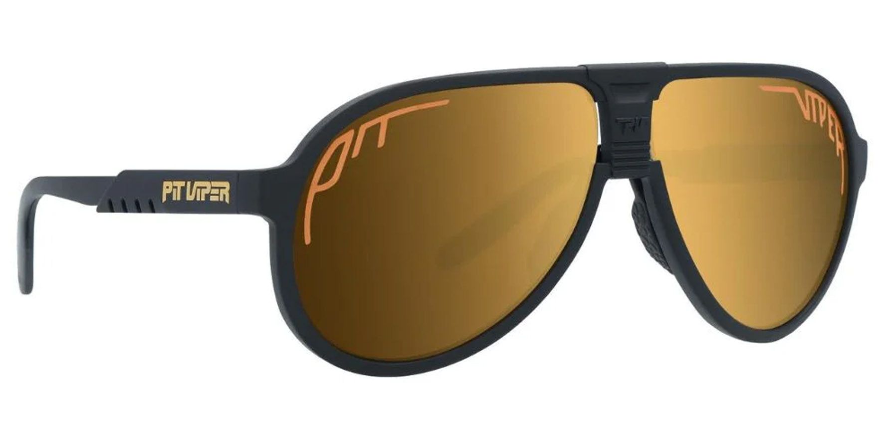 Pit Viper The Eponymous Jethawk Matte Black Aviator Sunglasses E-JH-EPONYMS-POL Gold Mirror Polarized Lens