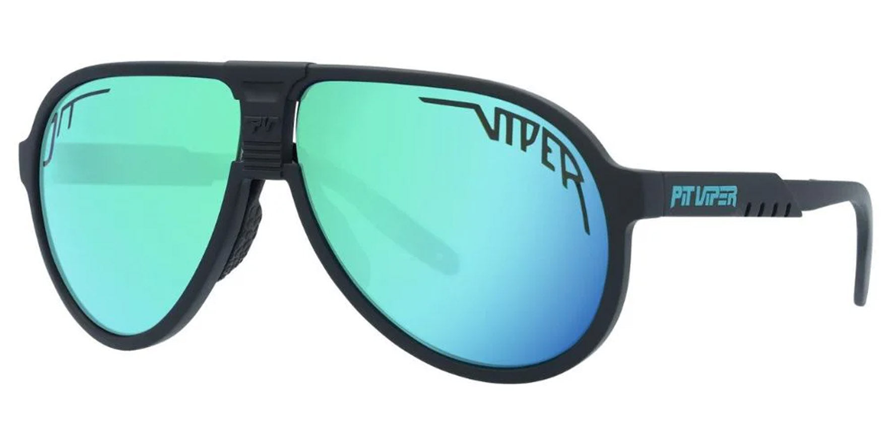 Pit Viper The Exec Jethawk Matte Black Aviator Sunglasses E-JH-HEATISD-POL Blue-Green Mirror Polarized Lens