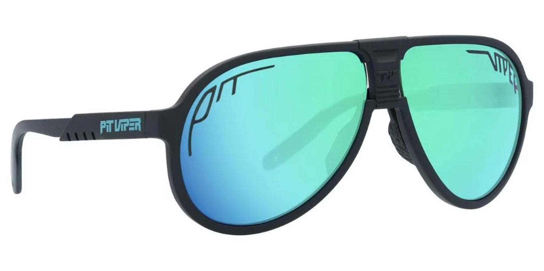 Pit Viper The Exec Jethawk Matte Black Aviator Sunglasses E-JH-HEATISD-POL Blue-Green Mirror Polarized Lens