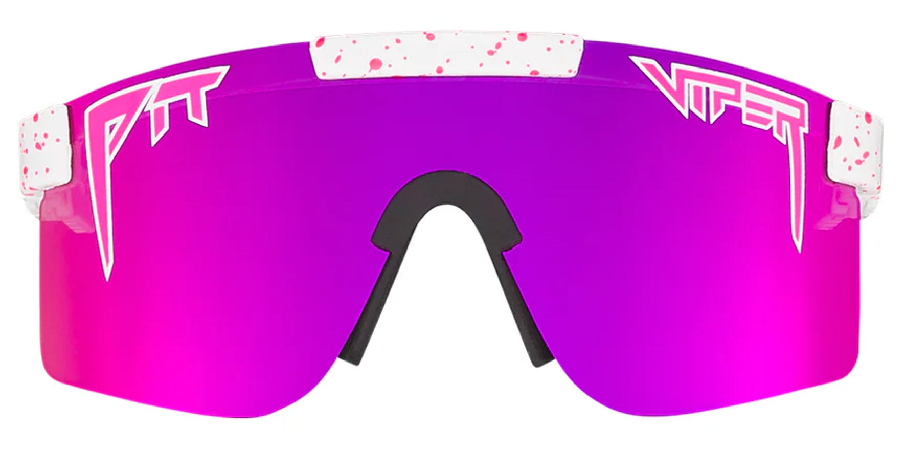 Pit Viper The LA Brights Narrow Original White Splatter Wrap Sunglasses E-OG-LABRITS-POL Pink Polarized Lens