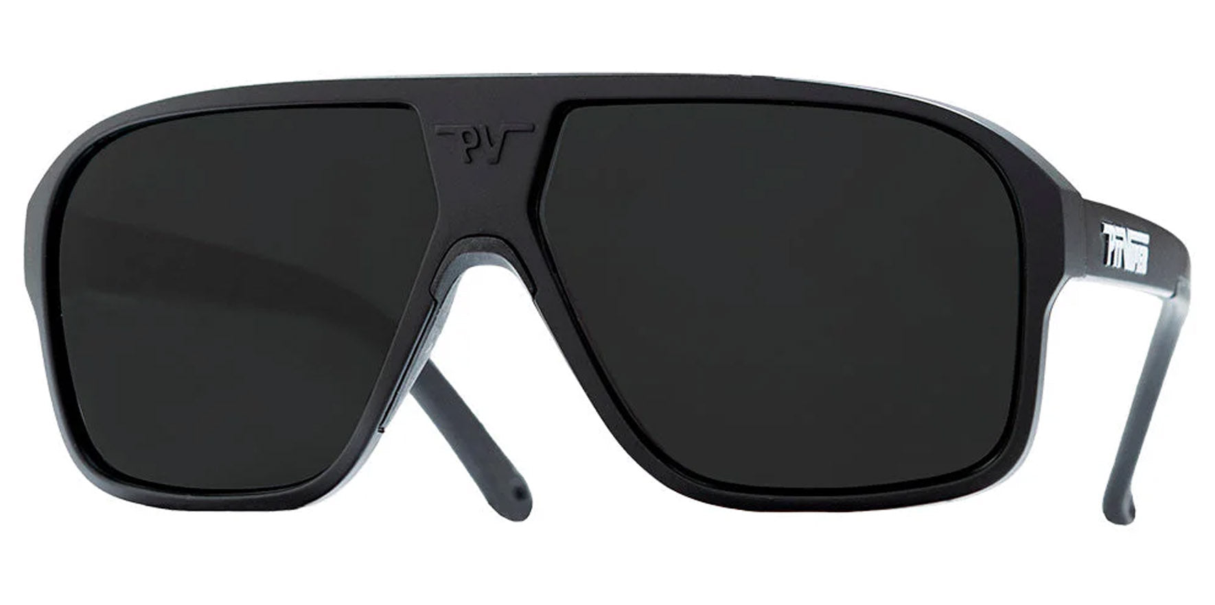 Pit Viper The Standard Flight Optics Black Modern Aviator Sunglasses E-OP-STANDRD-POL Smoke Polarized Lens