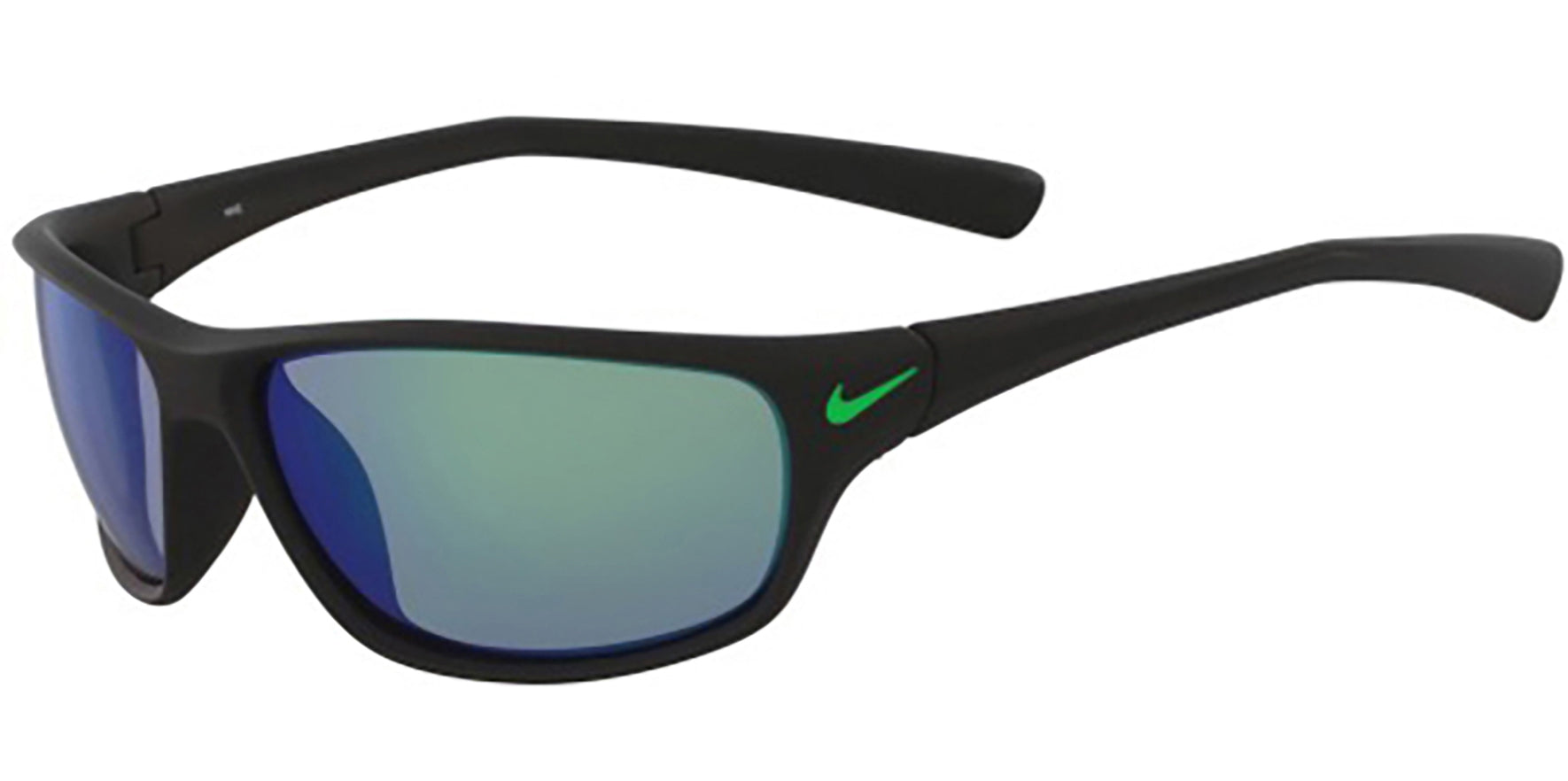 Nike Rabid Men Matte Black Sport Wrap Sunglasses EV1131-003 Grey Green Mirror Lens 64mm