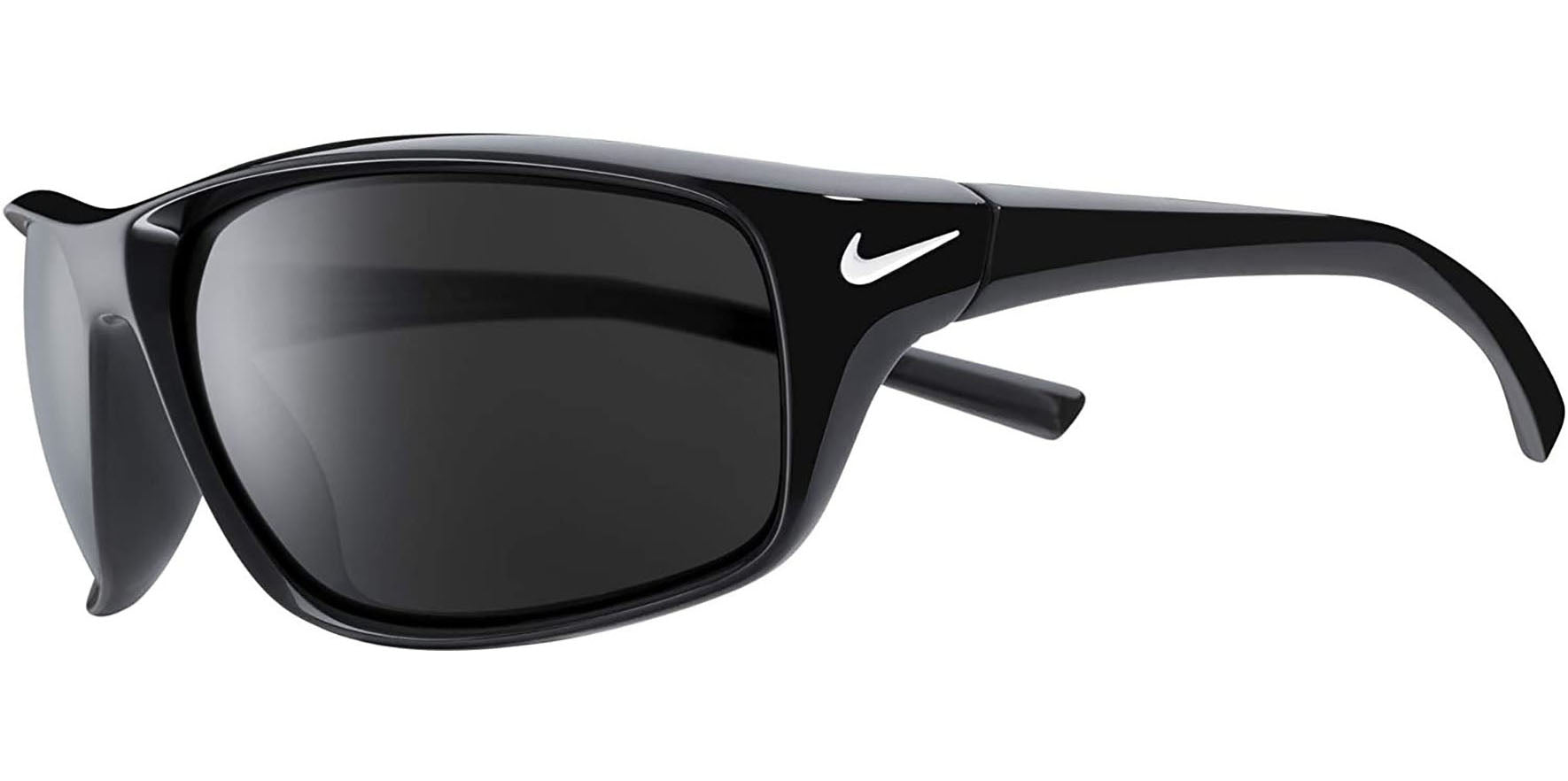 Nike Adrenaline Men Shiny Black Sport Wrap Sunglasses EV1134-001 Grey Lens 65mm