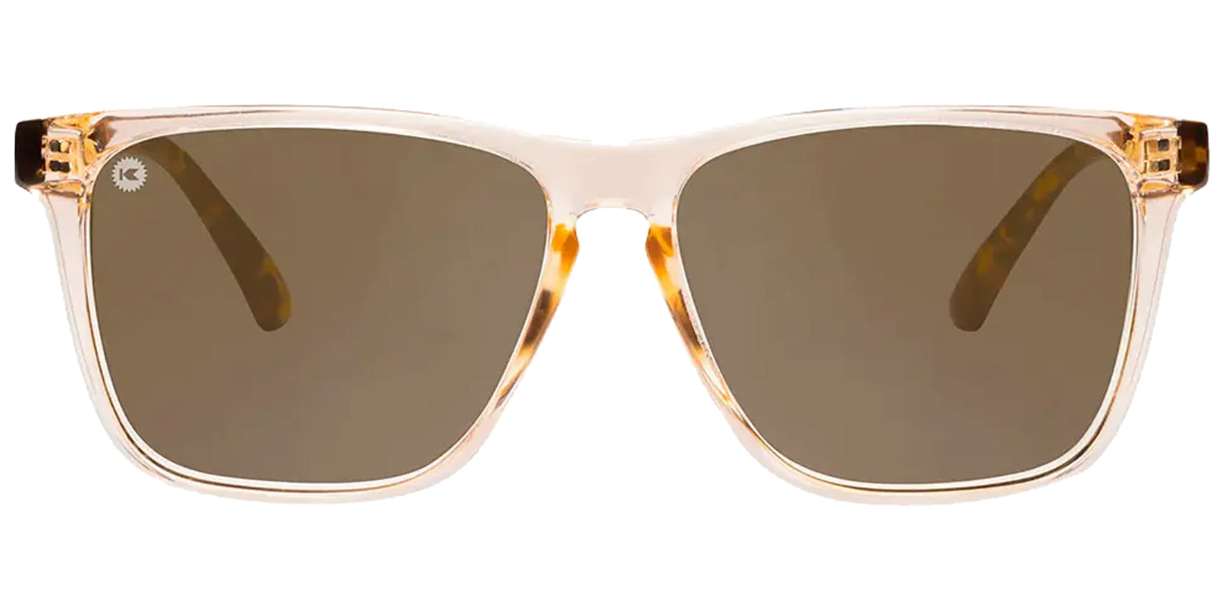 Knockaround Fast Lanes On The Rocks Glossy Translucent Amber Square Sunglasses FLAM3296 Amber Polarized Lens 56mm