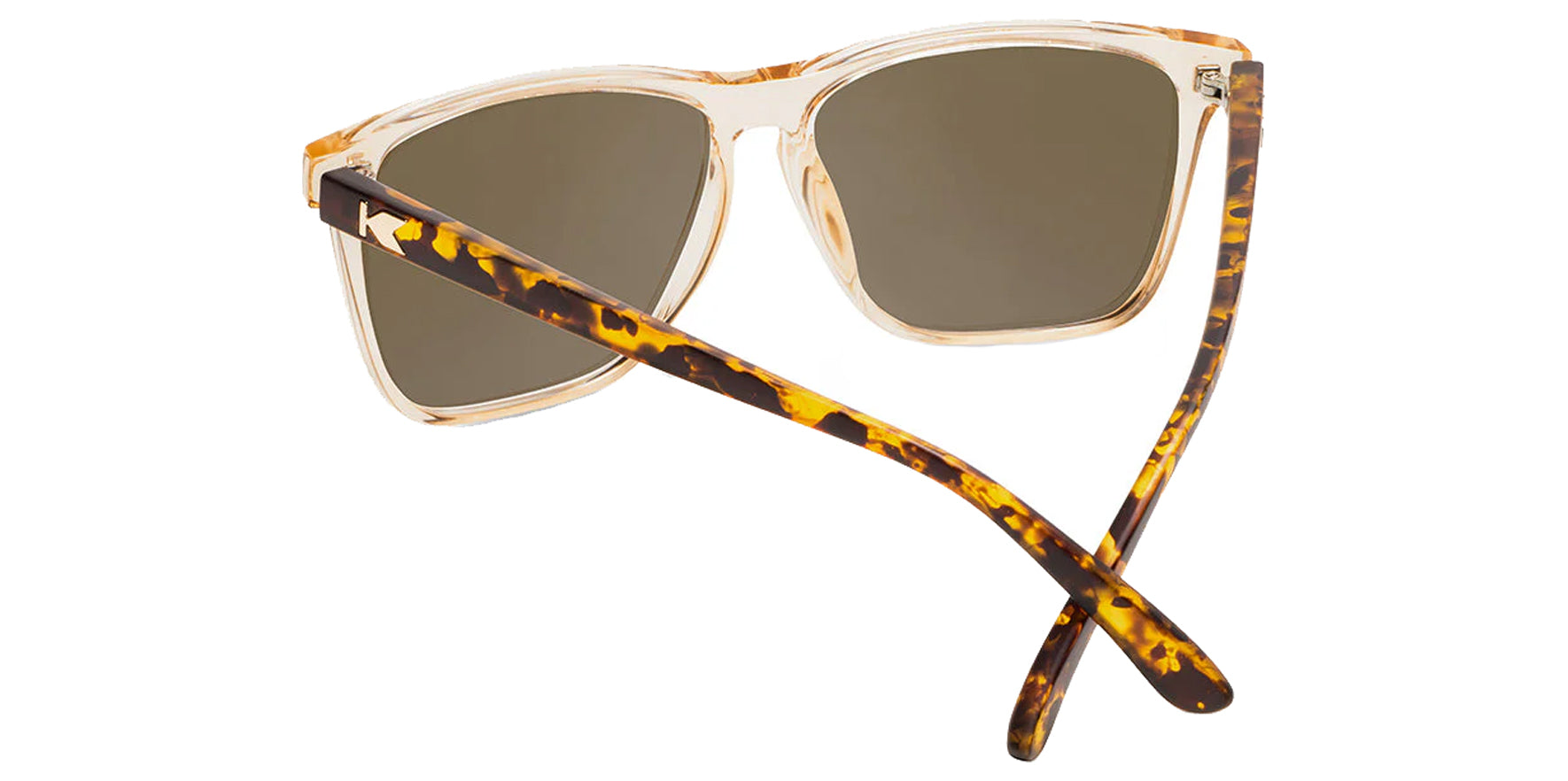 Knockaround Fast Lanes On The Rocks Glossy Translucent Amber Square Sunglasses FLAM3296 Polarized Amber Lens 56mm