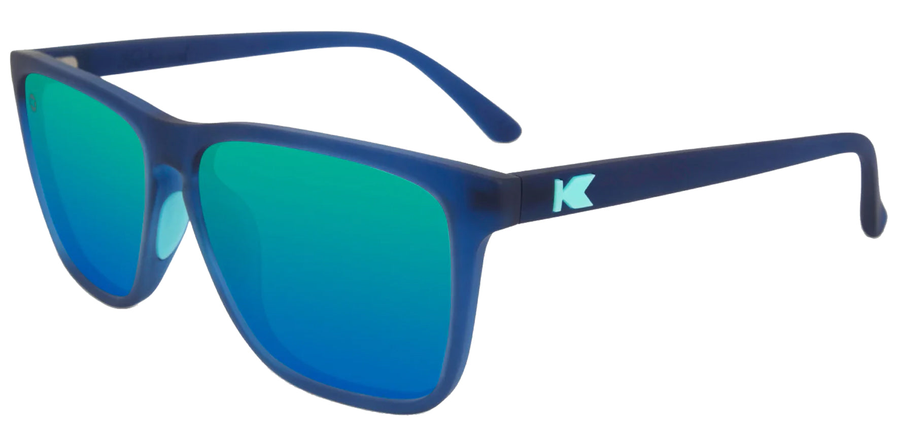 Knockaround Fast Lanes Sport Navy Square Sunglasses FSMT3182 Caribbean Moonshine Mirrored Polarized Lens 56mm