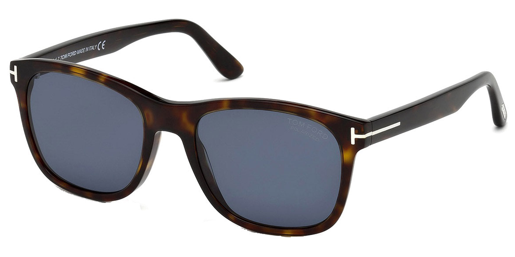 Tom Ford Eric Men Shiny Dark Havana Square Sunglasses FT0595-52D Blue Polarized Lens 55mm - Made in Italy