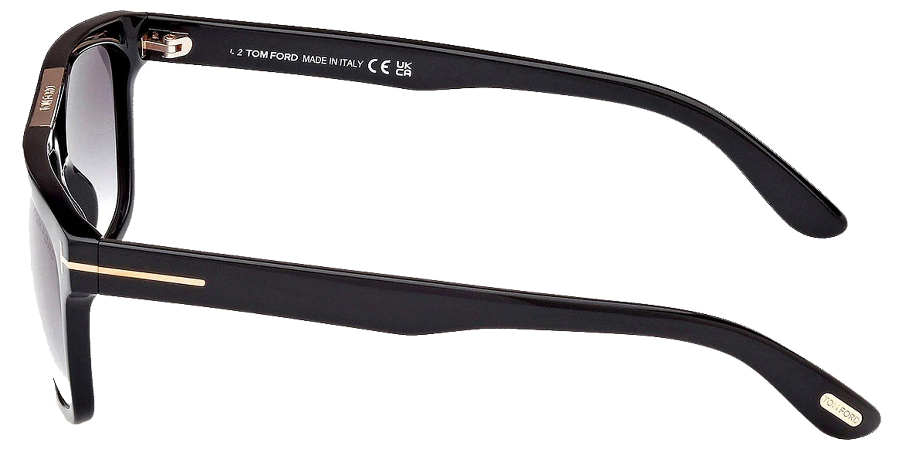 Tom Ford Cecilio-02 Men Shiny Black Flat-Top Square Sunglasses FT0628-01B Smoke Gradient Lens 57mm