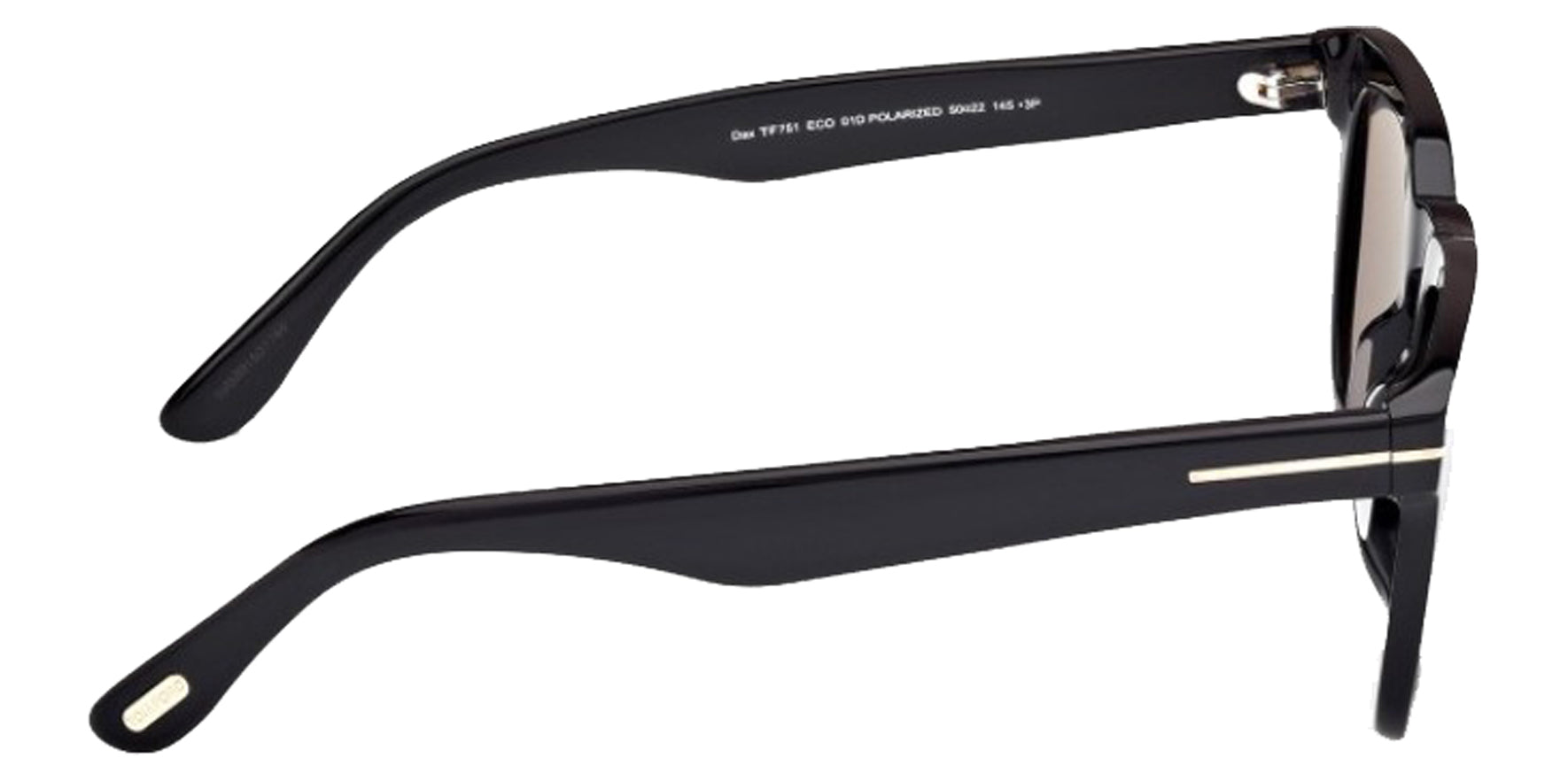 Tom Ford Dax Men Shiny Black Square Sunglasses FT0751-01D Polarized Smoke Lens 50mm