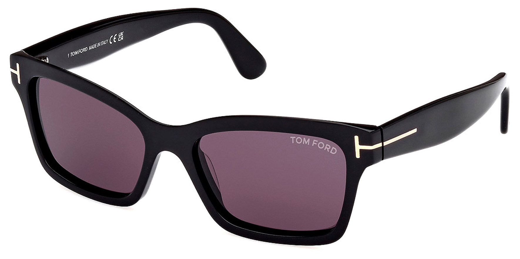 Tom Ford Mikel Women Black Rectangular Cat Eye Sunglasses FT1085-01A Smoke Lens 54mm - Made in Italy