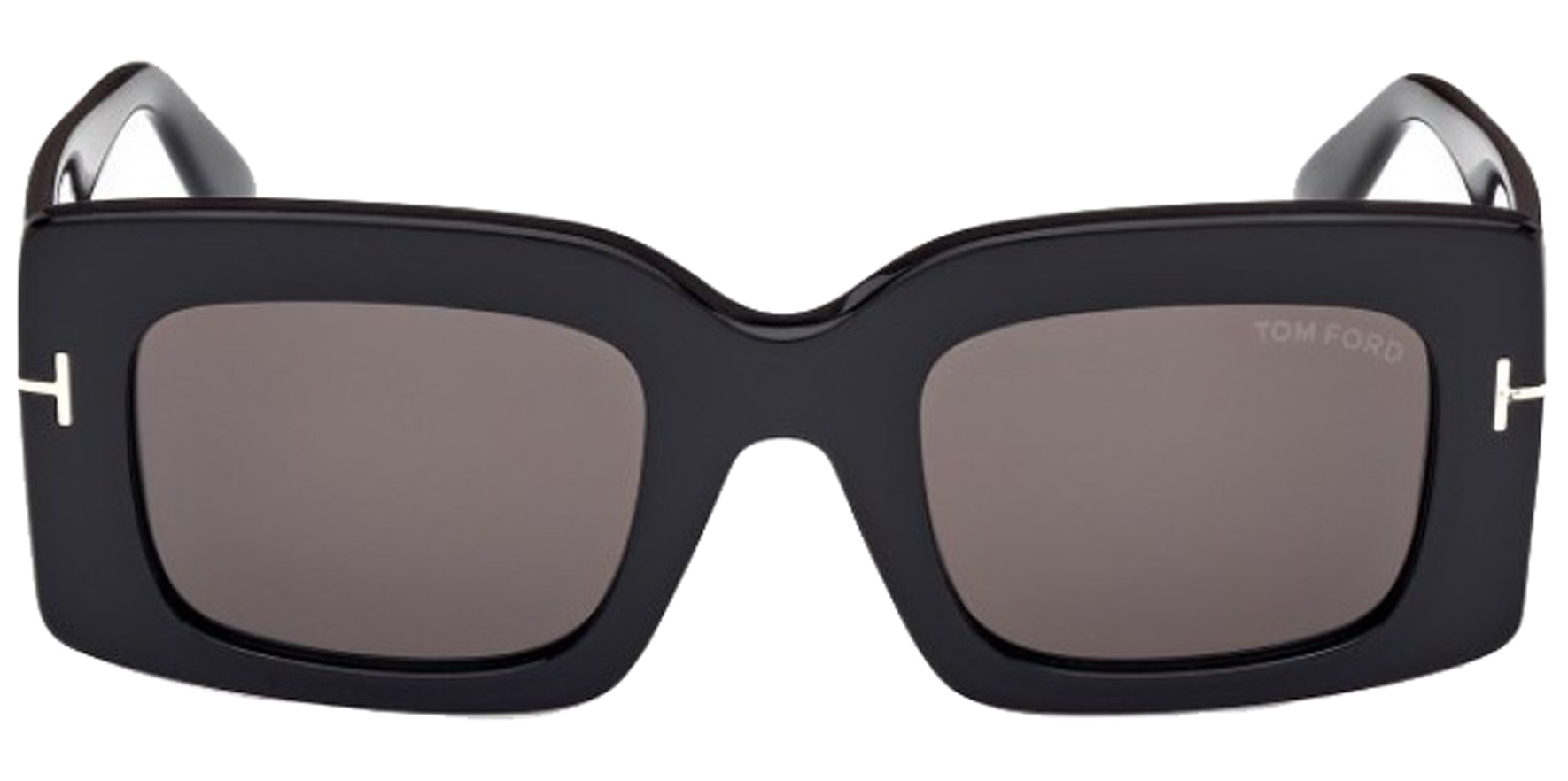 Tom Ford Brigitta Women Shiny Black Rectangular Sunglasses FT1188-01A Smoke Lens 50mm