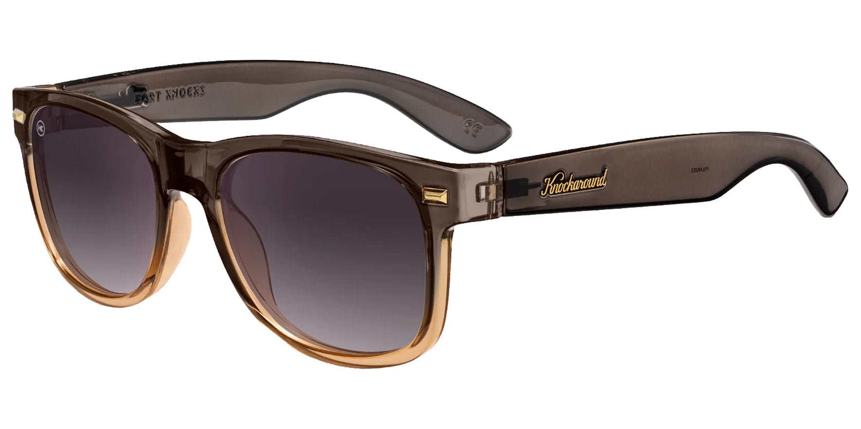 Knockaround Fort Knocks Cortado Clear Amber/Transparent Brown Soft Square Sunglasses FTSG3407 Black Smoke Gradient Polarized Lens 54mm