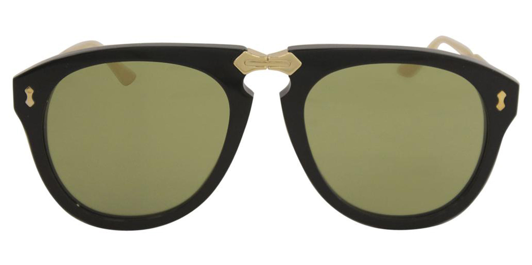 Gucci Women Black Pilot Sunglasses GG0305S-001 Green Lens 56mm