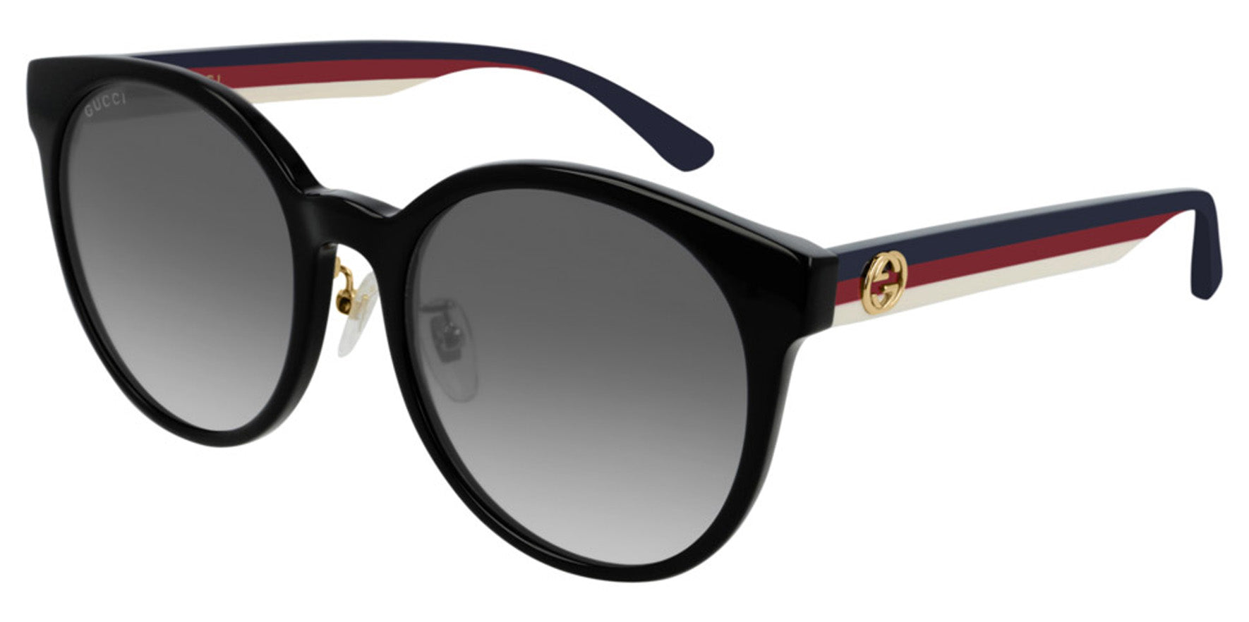 Gucci Women Black/Multicolor Oval Sunglasses GG0416SK-001 Grey Gradient Lens 55mm