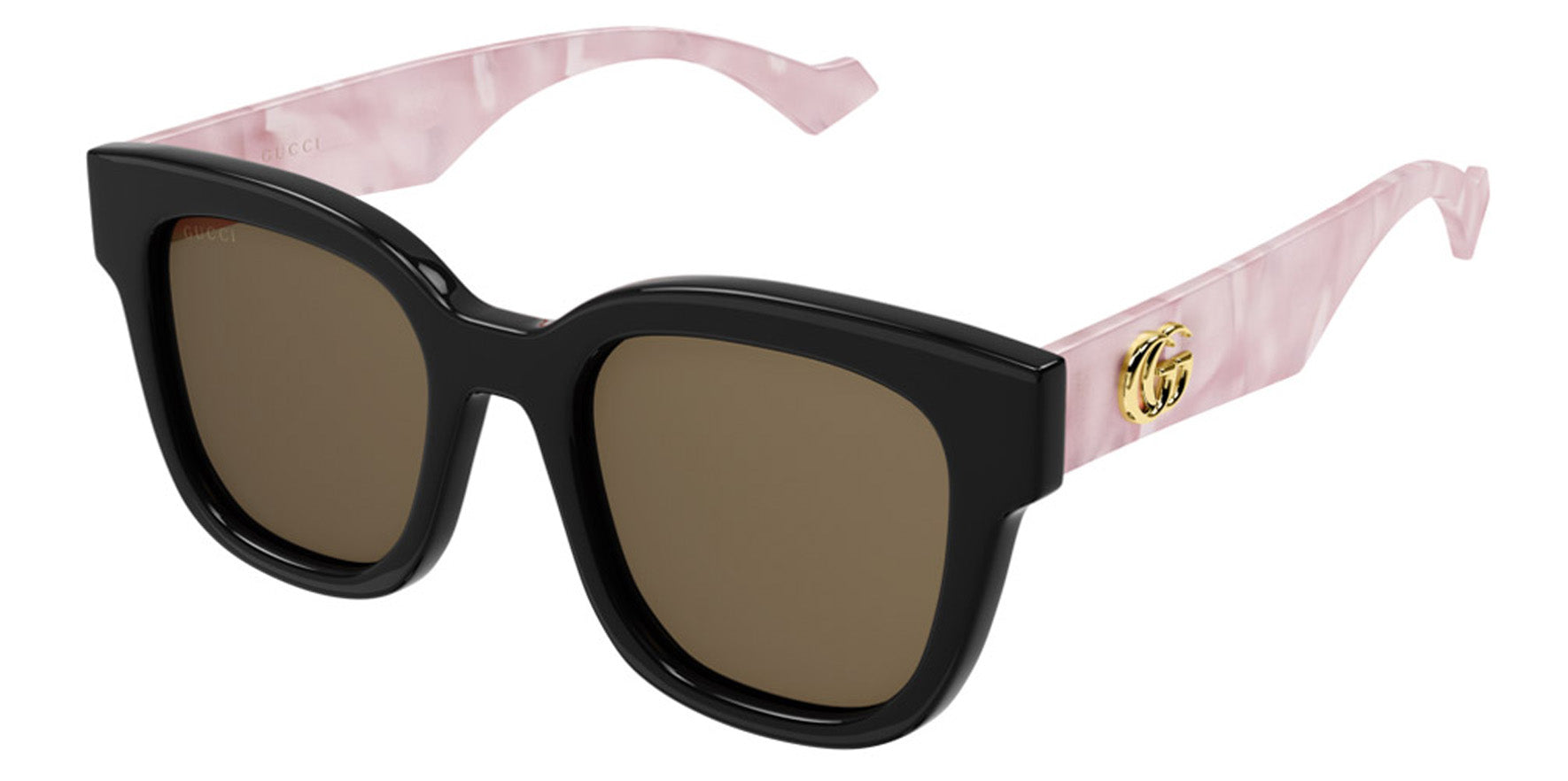 Gucci Women Black/Pink Square Sunglasses GG0998S-005 Brown Lens 52mm