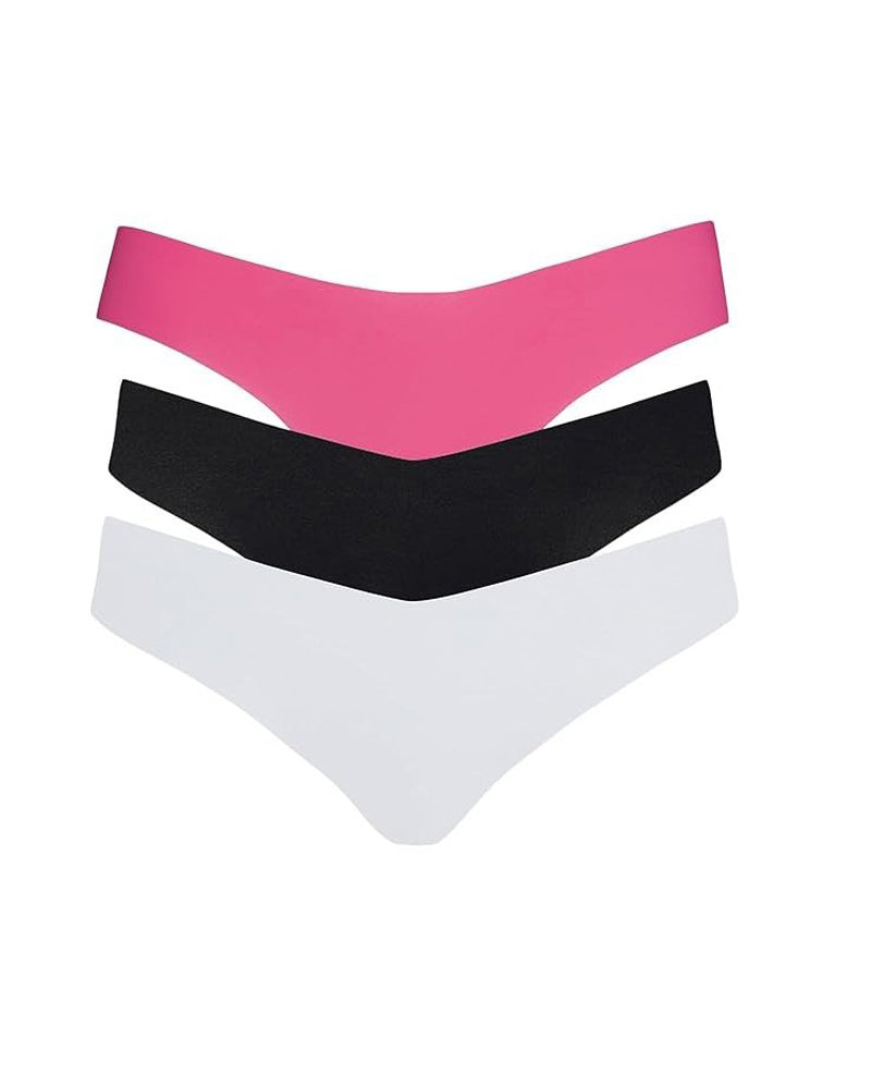 Commando Classic Solid Thong, Pink/White/Black, 3-Pack, Medium/Large - GP213-MULTI-M-L