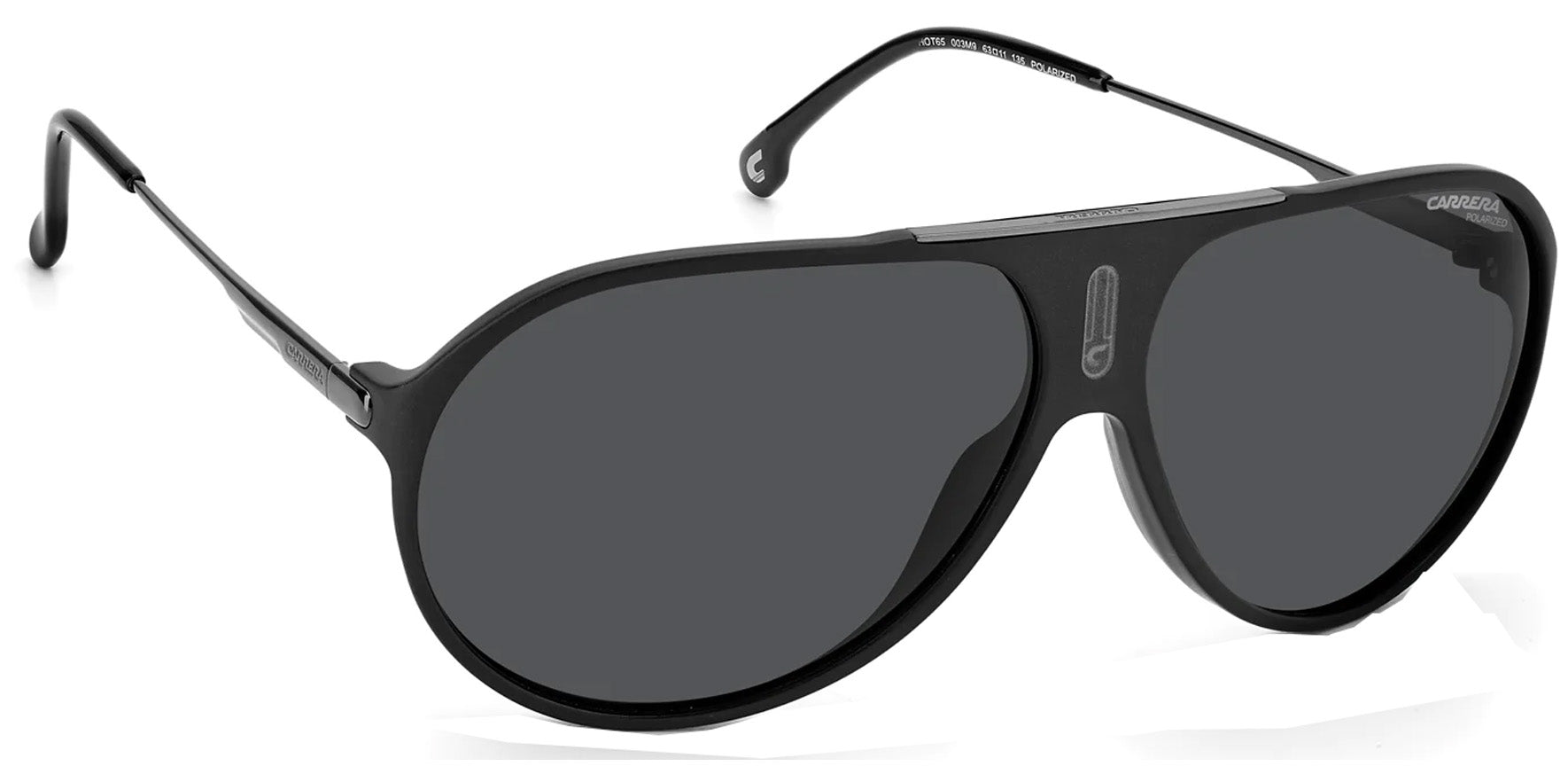 Carrera Hot65 Matte Black Pilot Sunglasses HOT65S-0003-M9 Grey Polarized Lens 63mm