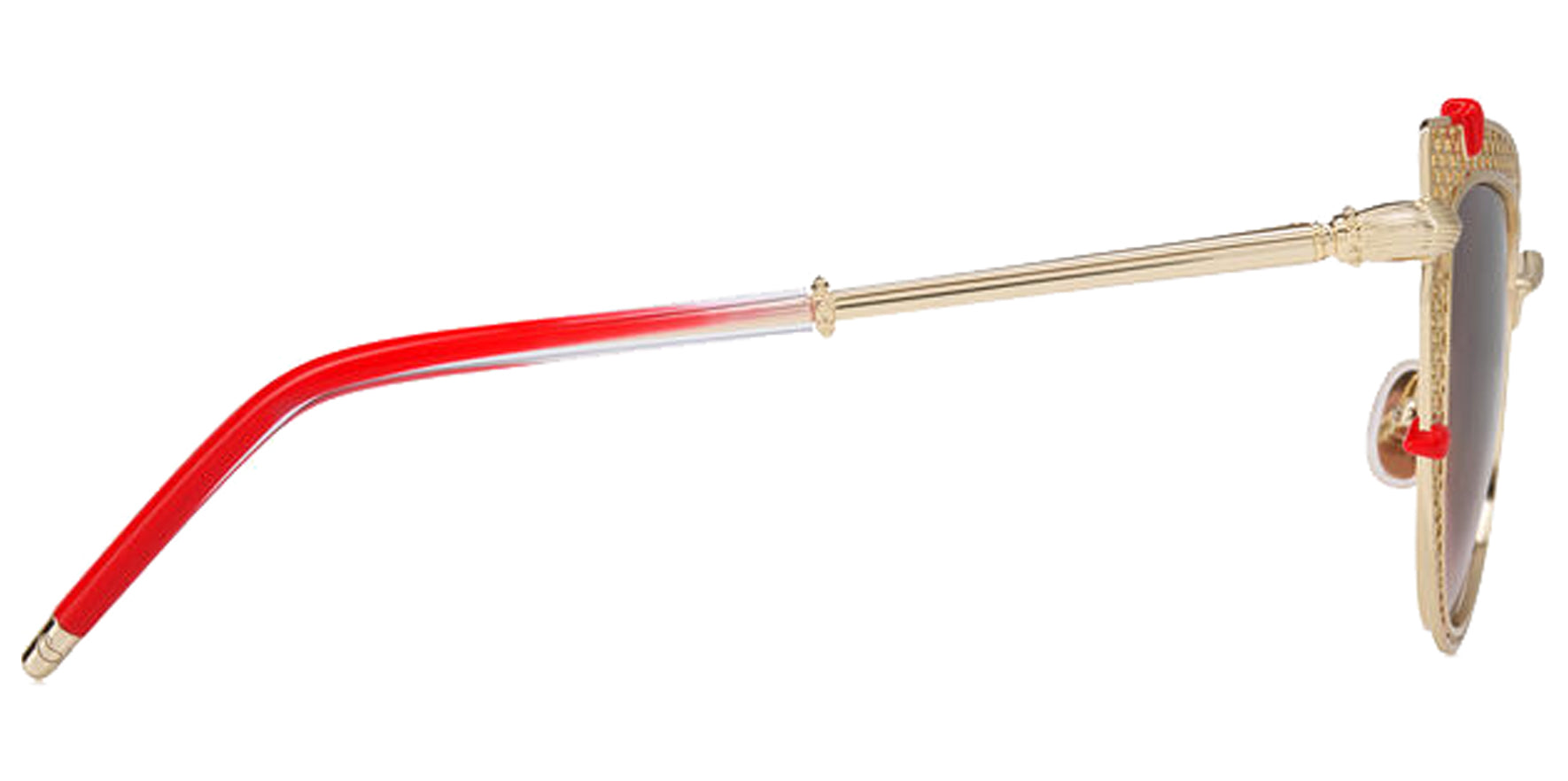 Christian Louboutin Dolly LB0002 Women Pale Gold-Tone Cat Eye Sunglasses LB0002-32B Smoke Red Mirrored Lens 54mm